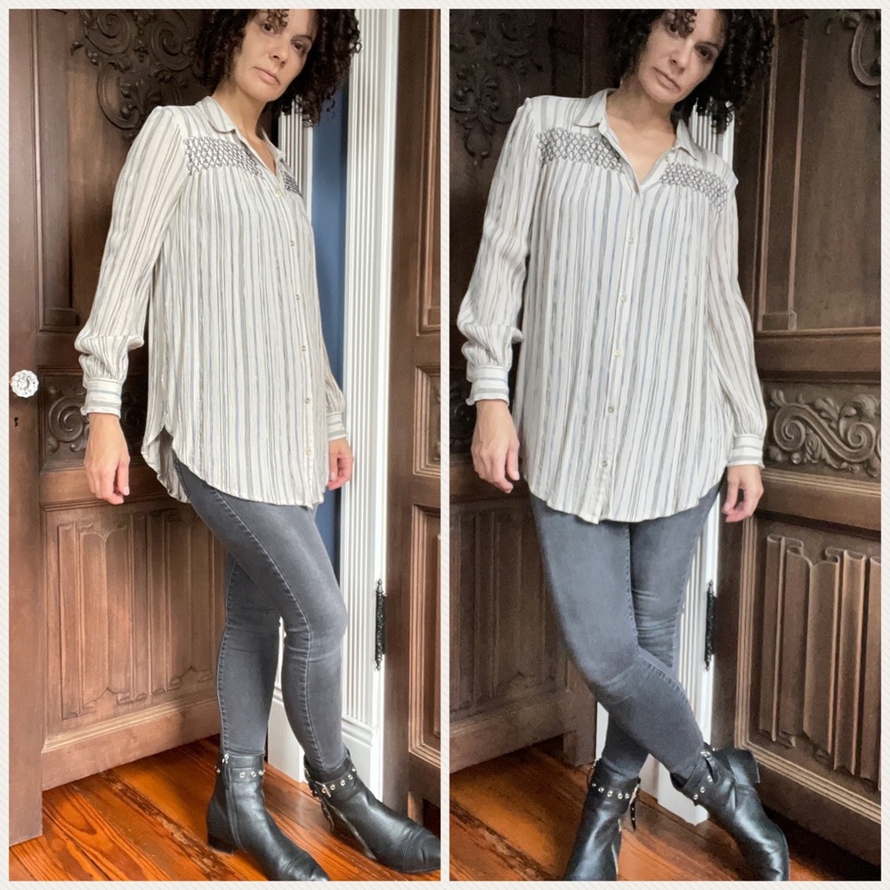 Anthropologie Button Down/Tunic Top Size Small